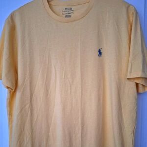 NWOT- POLO by RALPH LAUREN  Light Yellow w Blue Polo Player Short Sleeve Shirt